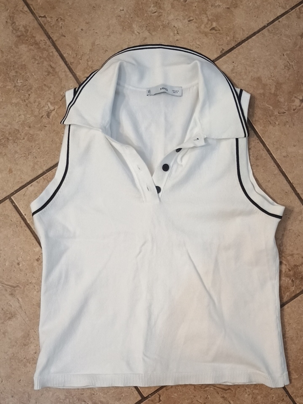 MANGO White Sleeveless Polo